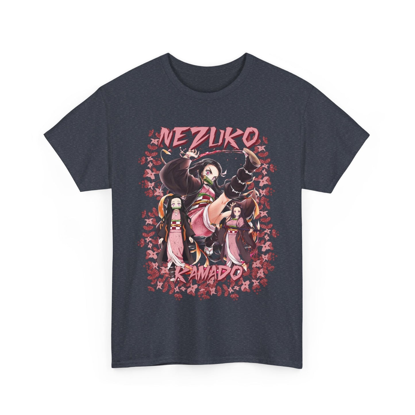 Nezuko Kamado Pink Flowers T-Shirt – 100% Cotton Demon Slayer Anime Tee