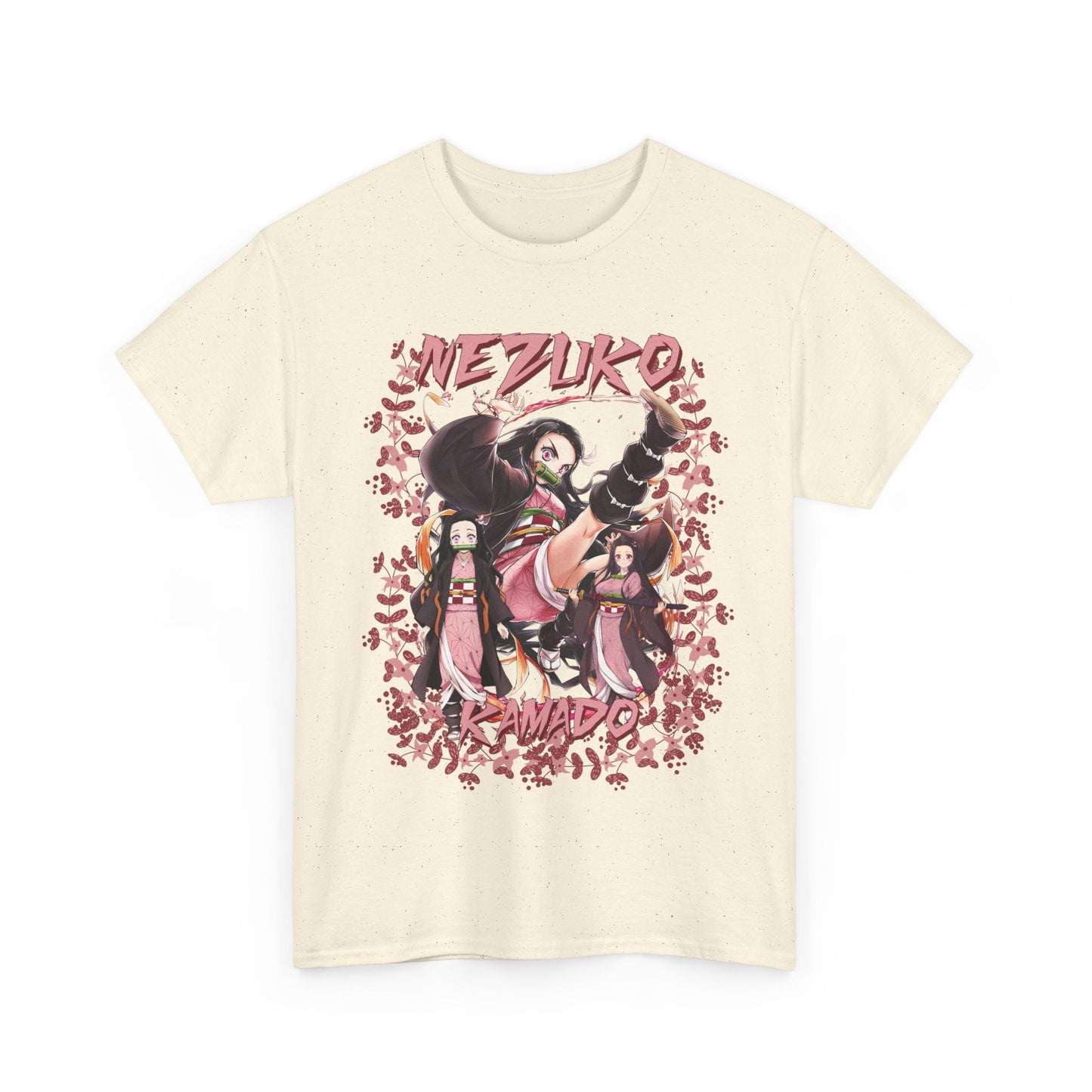 Nezuko Kamado Pink Flowers T-Shirt – 100% Cotton Demon Slayer Anime Tee